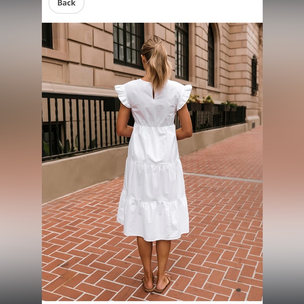 100% cotton white midi dress - Picture 4 of 5